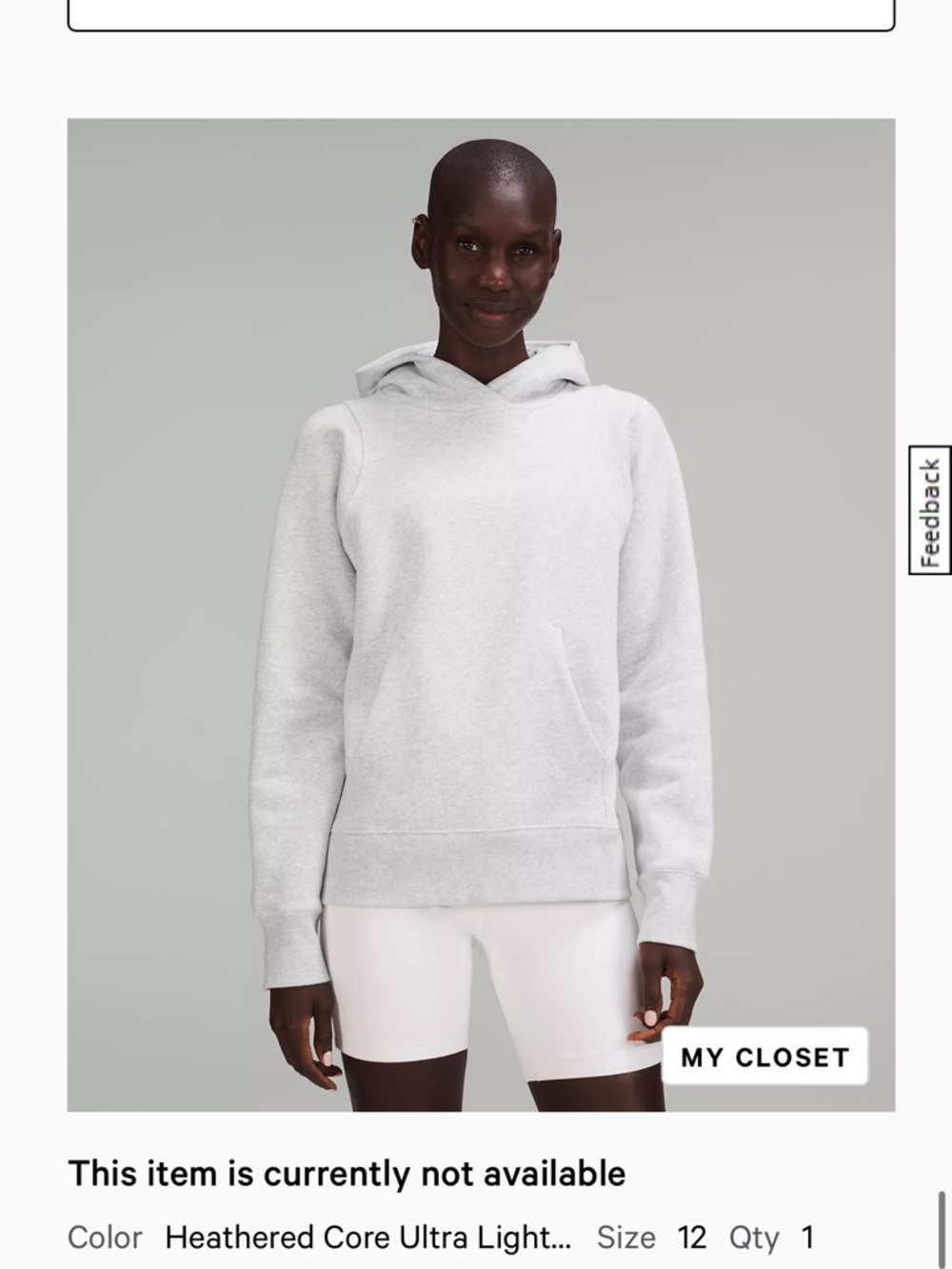 lululemon athletica Women's Light Gray Hooded Pullover Sweatshirt